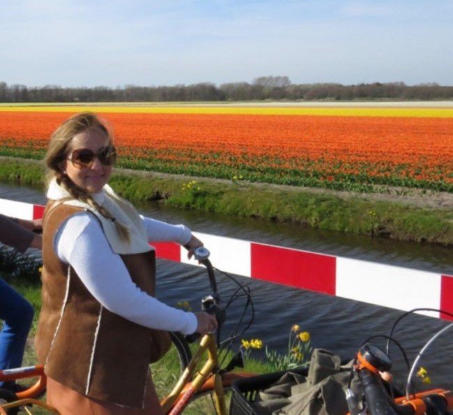 Campos de Tulipa Holanda passeio de bike.